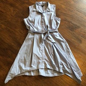 Who What Wear Blue White Pinstripe Dress